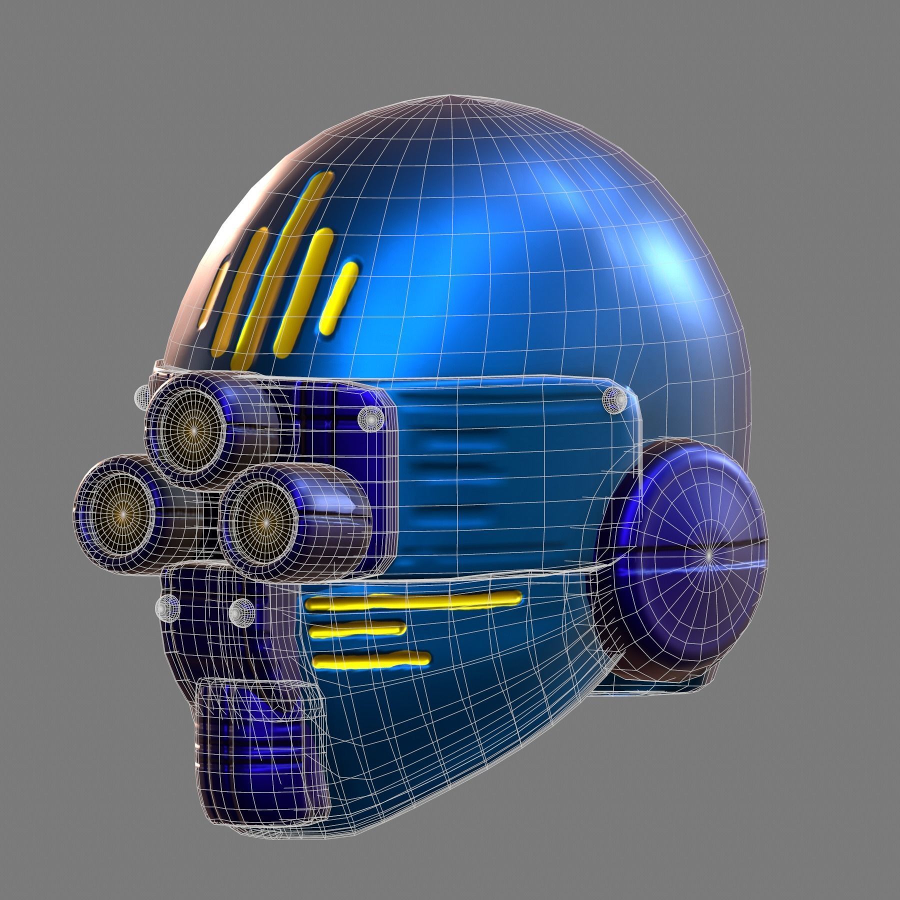 Gas mask helmet 3d model scifi Low-poly Low-poly 3D model_7