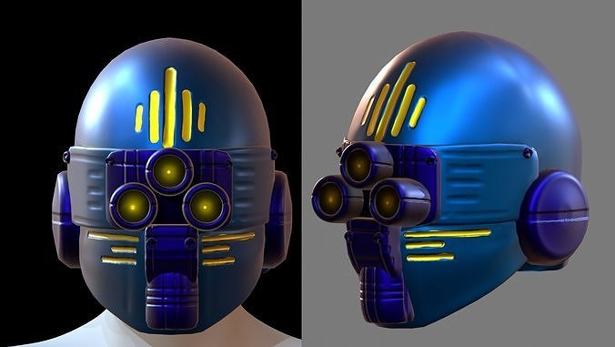 Gas mask helmet 3d model scifi Low-poly  Low-poly 3D model