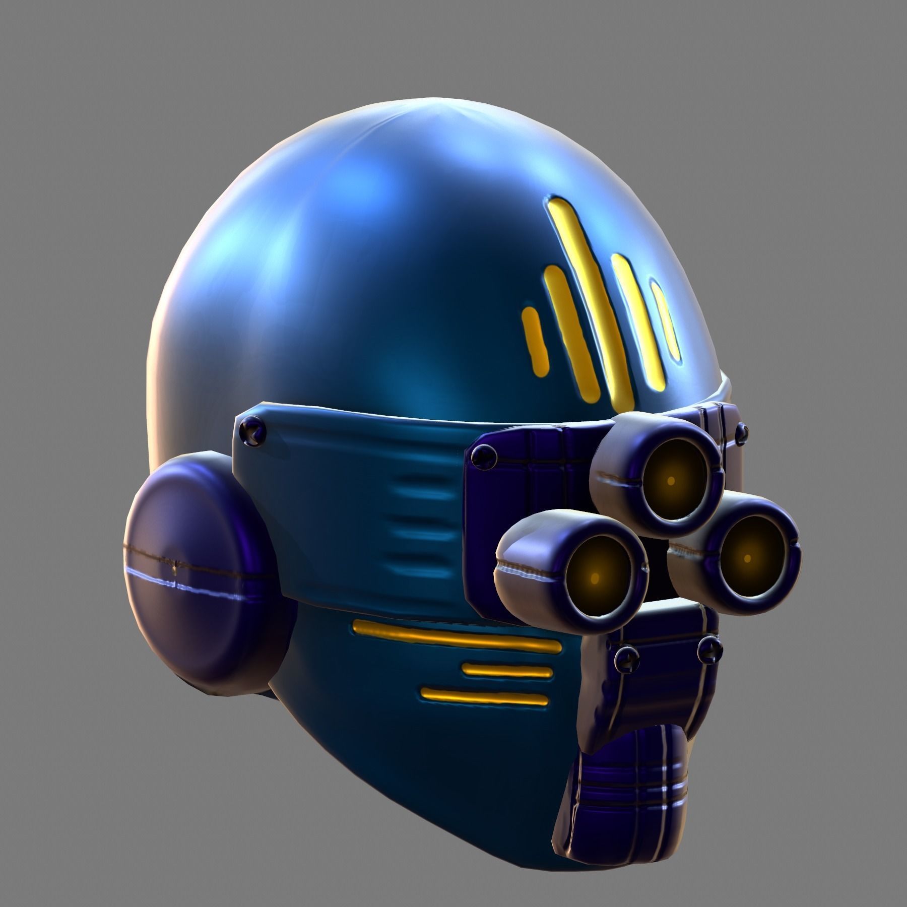 Gas mask helmet 3d model scifi Low-poly Low-poly 3D model_2