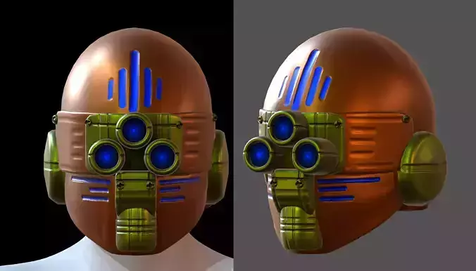 Gas mask helmet 3d model scifi Low-poly 