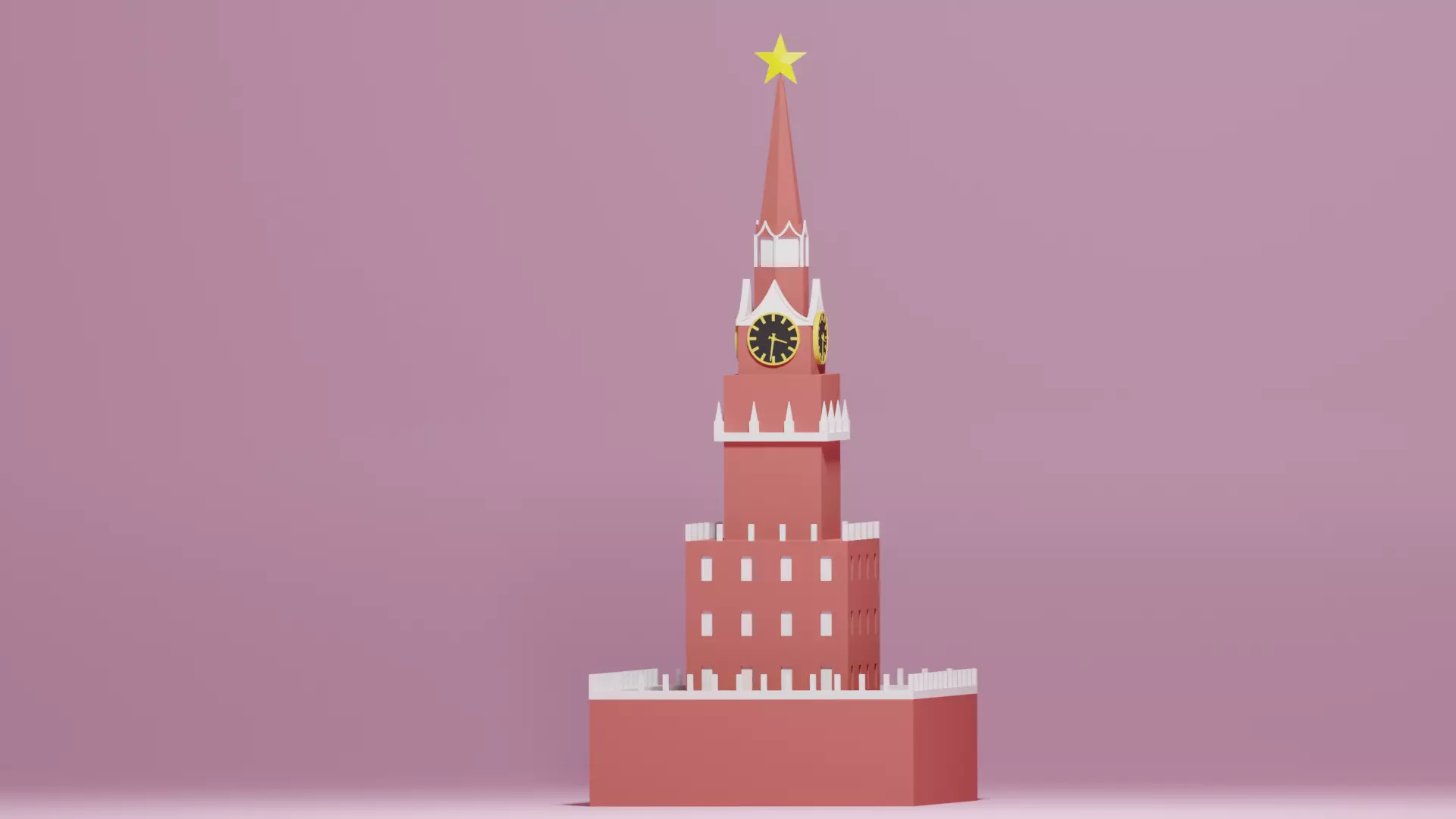 Moscow Kremlin Spasskaya Tower Low-poly 3D model