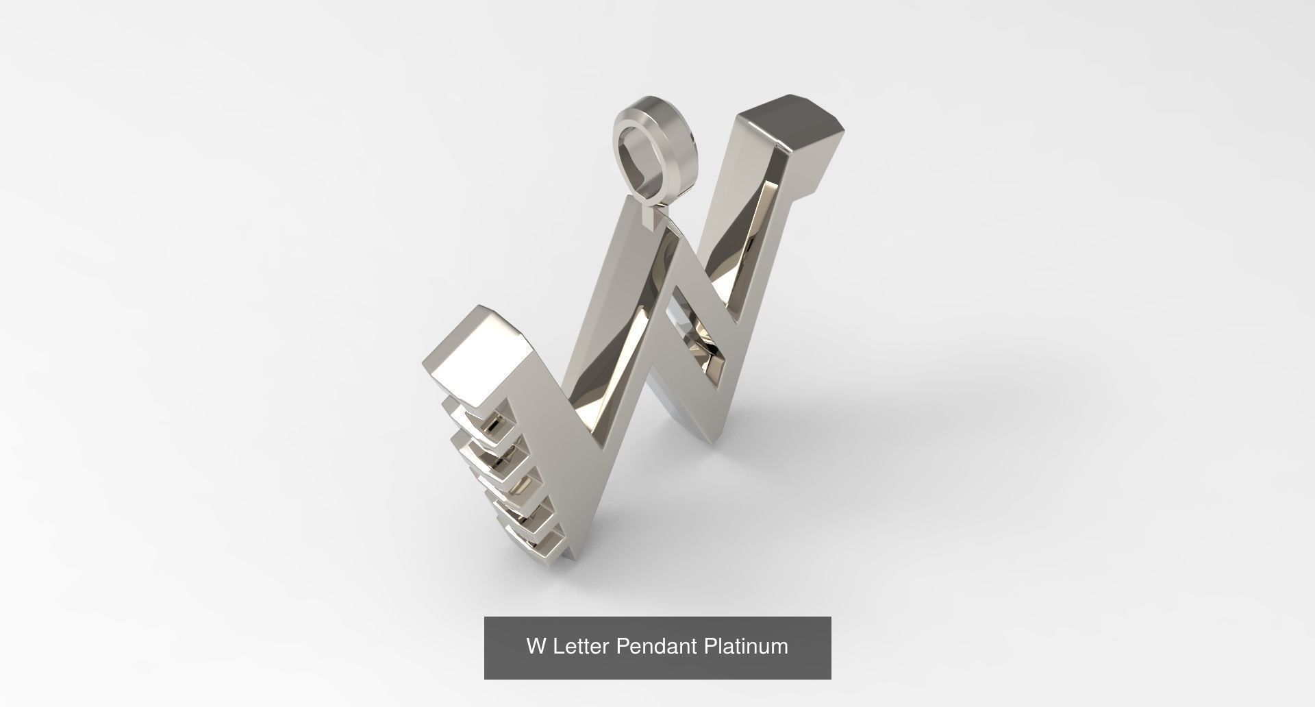 A to Z alphabetical pendants platinum 3D Model Collection_26