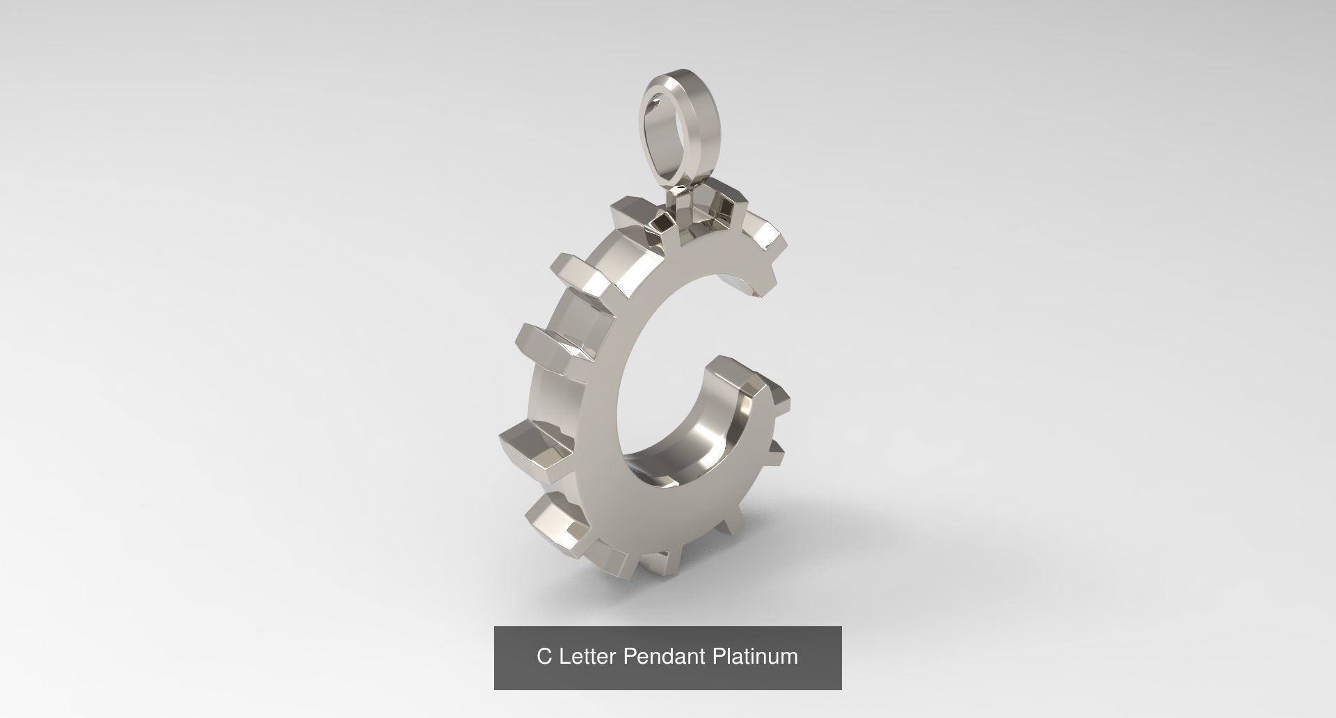 A to Z alphabetical pendants platinum 3D Model Collection_6