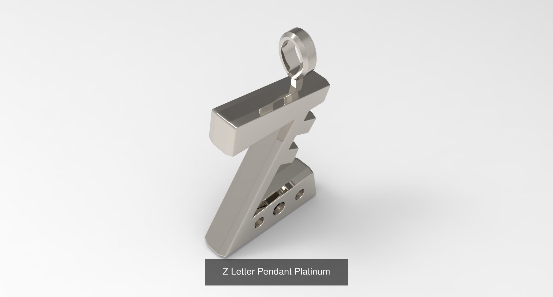 A to Z alphabetical pendants platinum 3D Model Collection_29