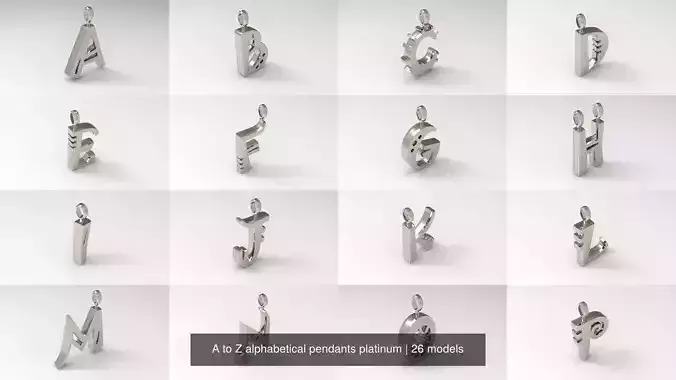 A to Z alphabetical pendants platinum