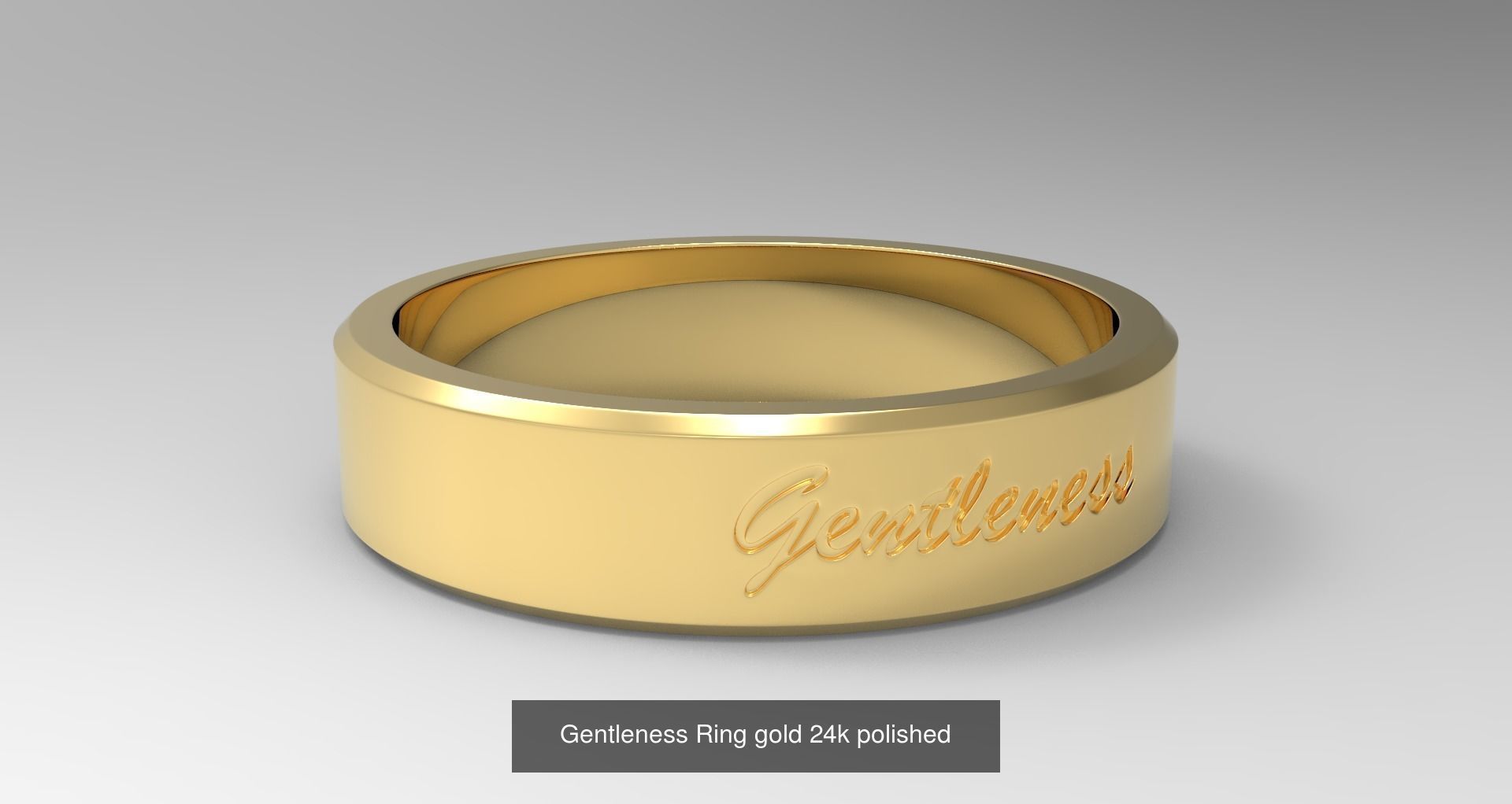 Male Finger Rings with Fruit of Holy Spirit Gold 3D Model Collection_8