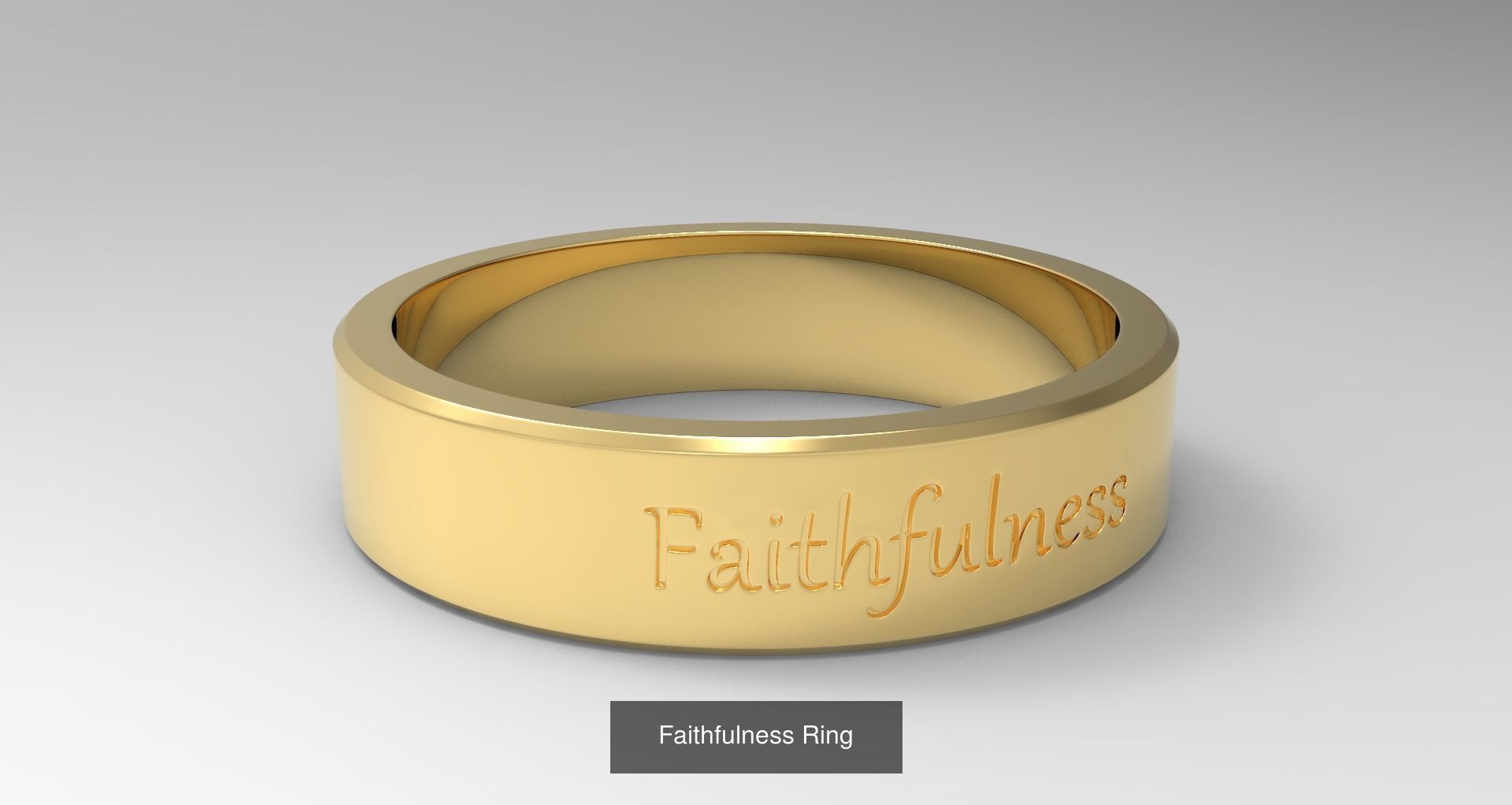 Male Finger Rings with Fruit of Holy Spirit Gold 3D Model Collection_7