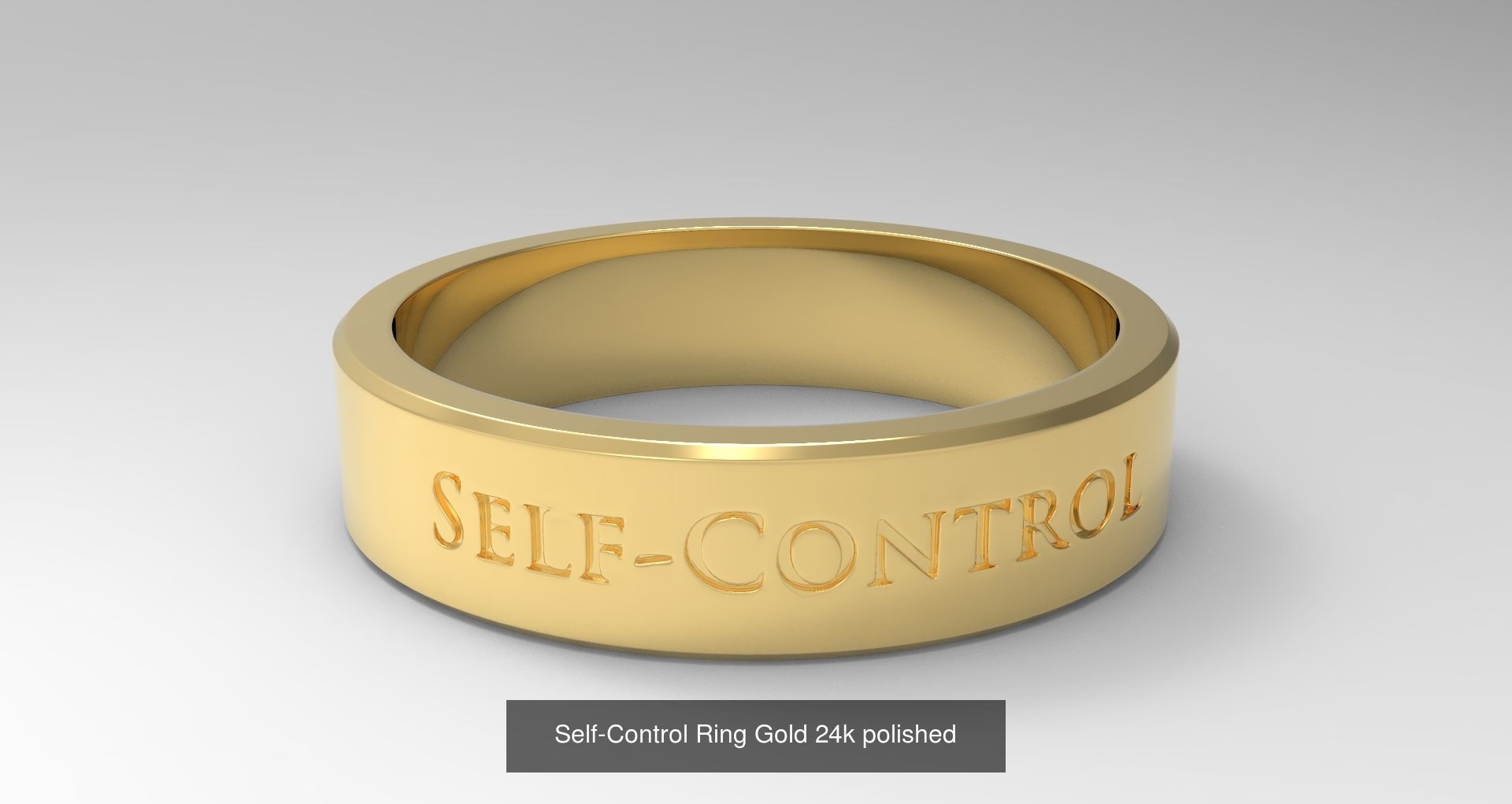 Male Finger Rings with Fruit of Holy Spirit Gold 3D Model Collection_9