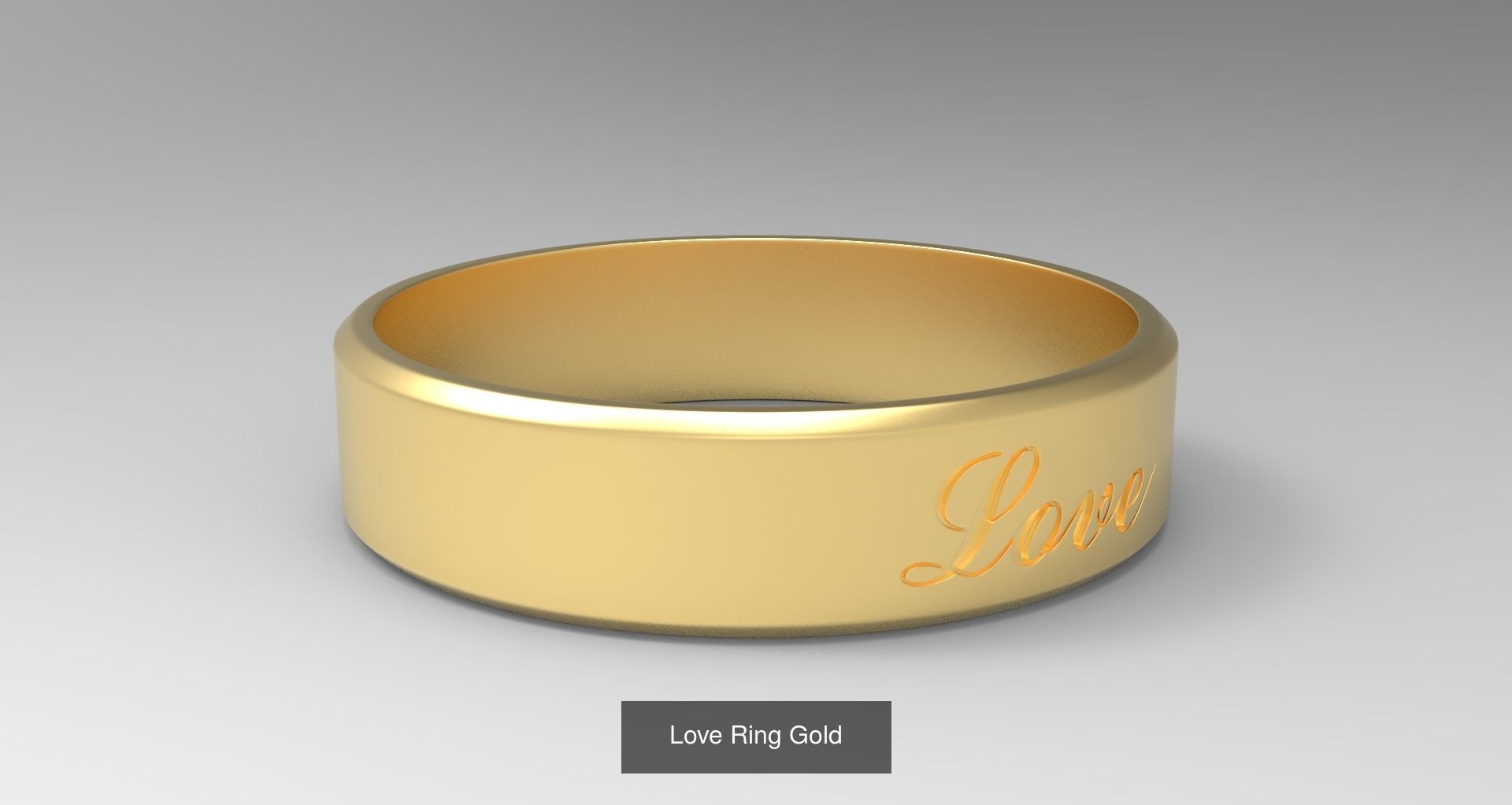 Male Finger Rings with Fruit of Holy Spirit Gold 3D Model Collection_1