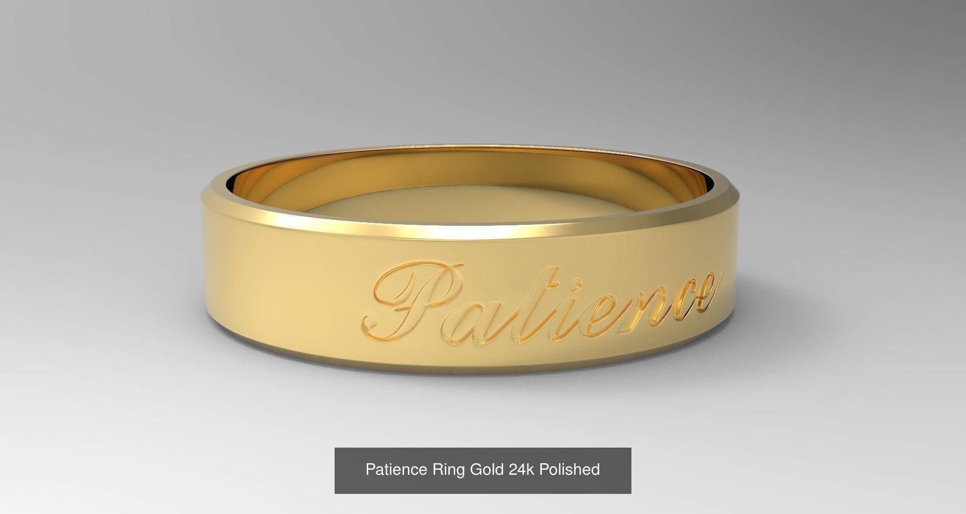 Male Finger Rings with Fruit of Holy Spirit Gold 3D Model Collection_4