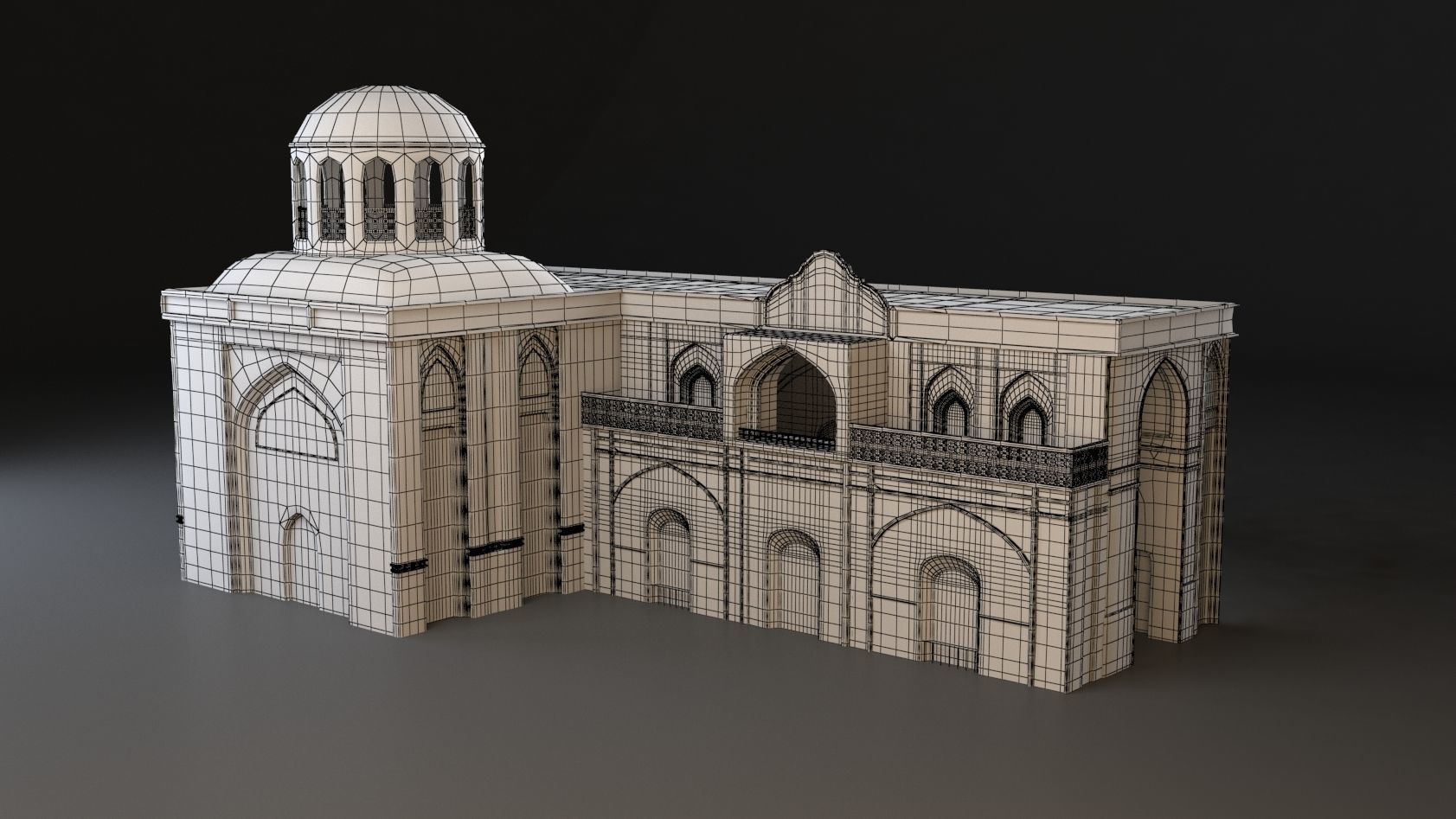 3 Level of detail Old Persian residential Low-poly 3D model_1