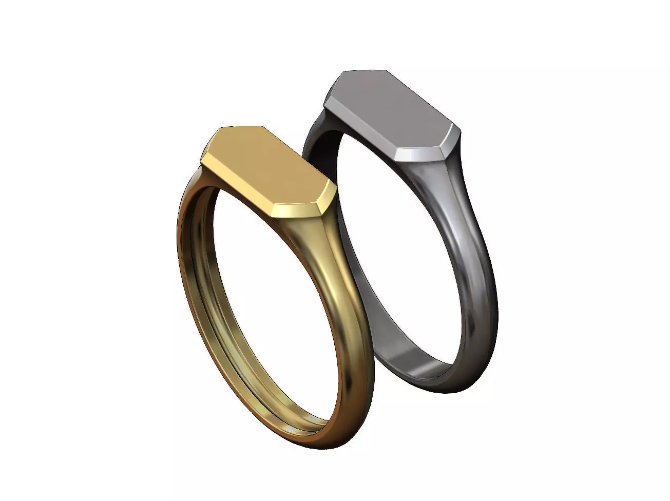 Hexagonal low profile signet ring 3D print model