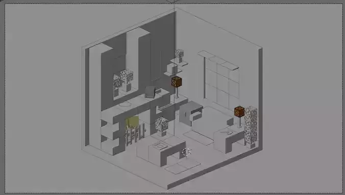 Minecraft Living room Isometric view