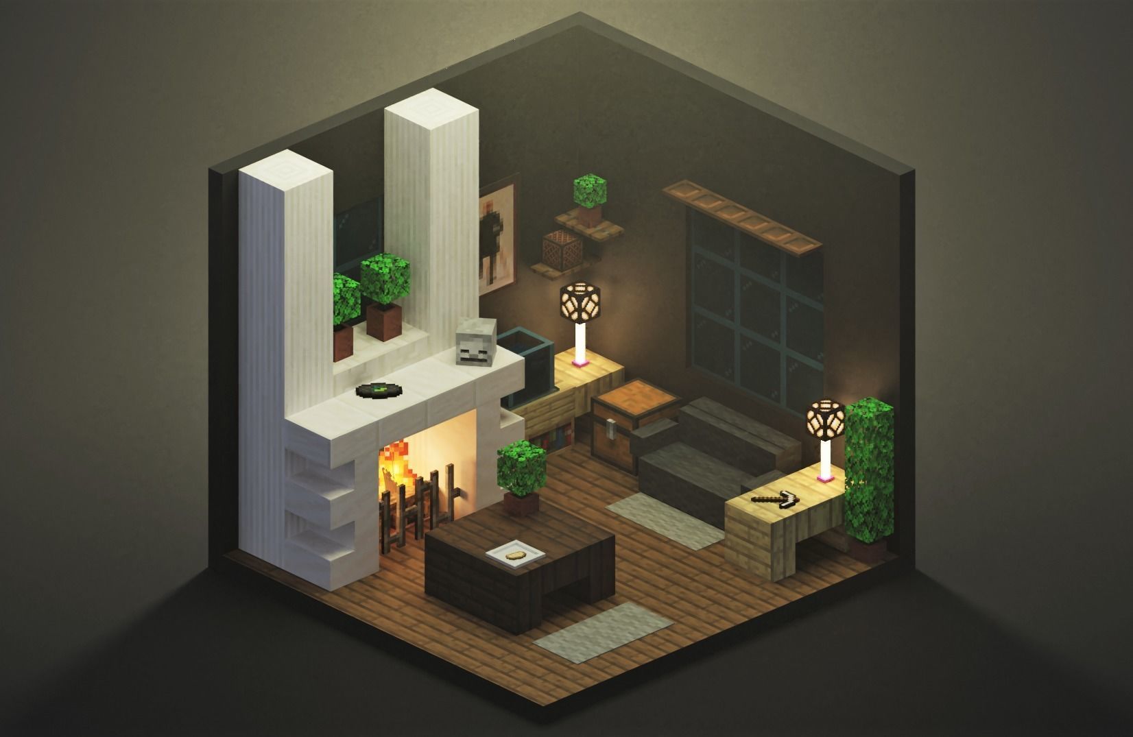 Minecraft Living room Isometric view free 3D model | CGTrader