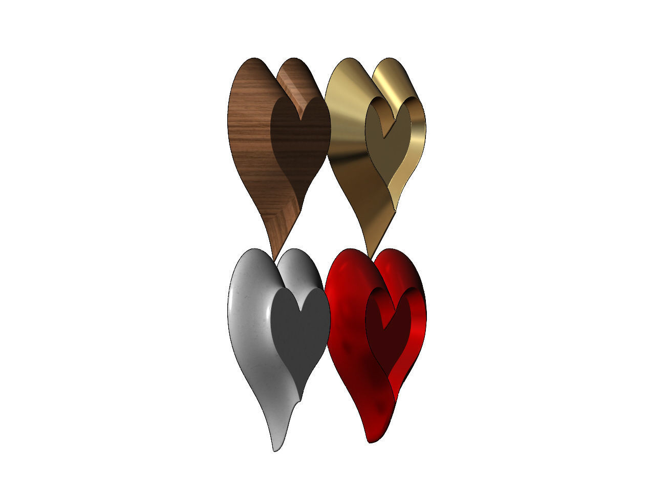 4 Heart shaped ornaments 3D print model_3