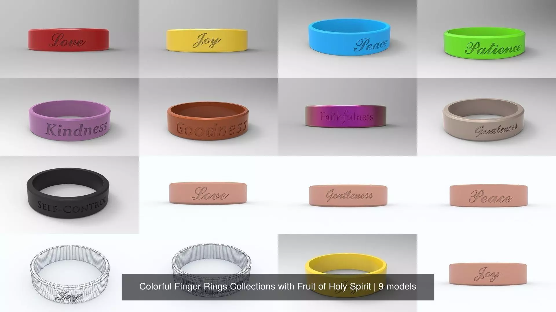 Colorful Male Finger Rings Collections with Fruit of Holy Spirit _0