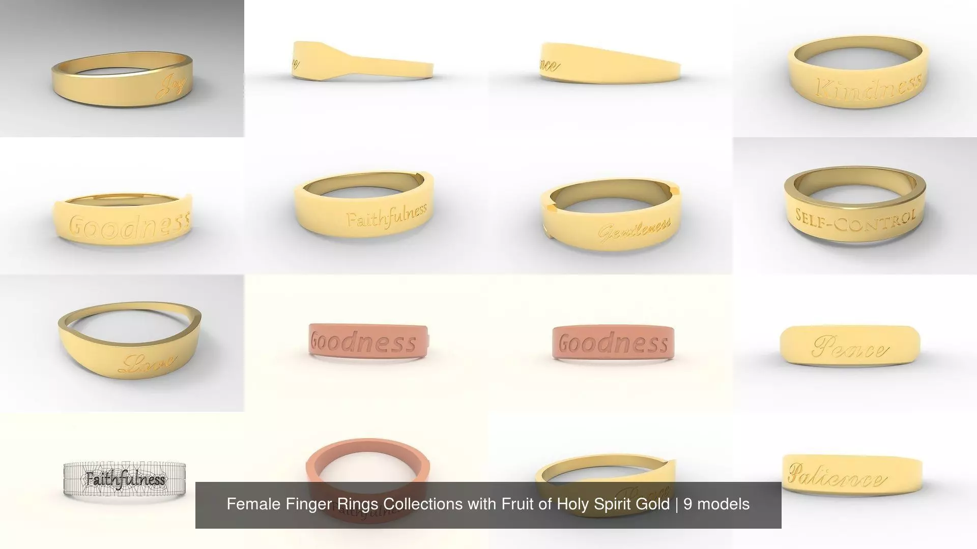 Female Finger Rings Collections with Fruit of Holy Spirit Gold _0