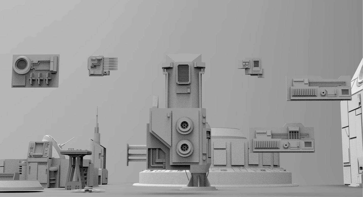 Scifi dressing kitbash set Low-poly 3D model_2