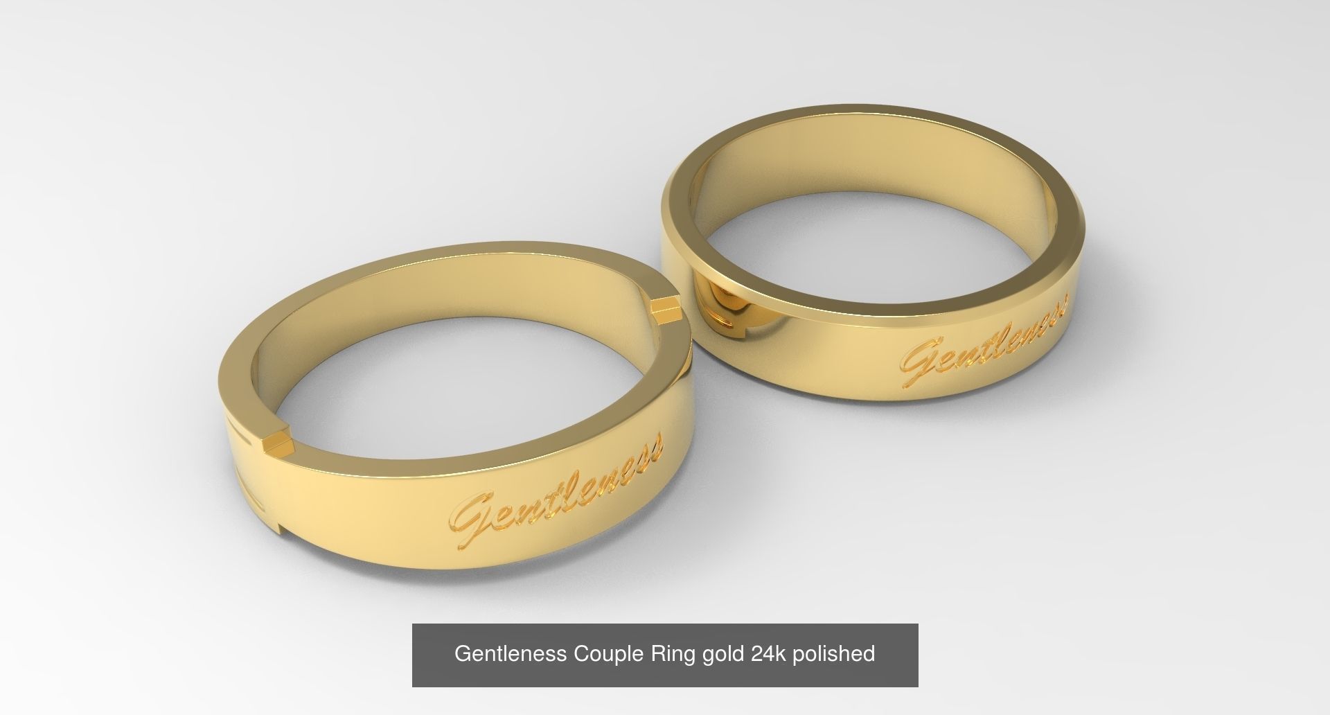 Couple Finger Rings with Fruit of Holy Spirit Gold 3D Model Collection_8