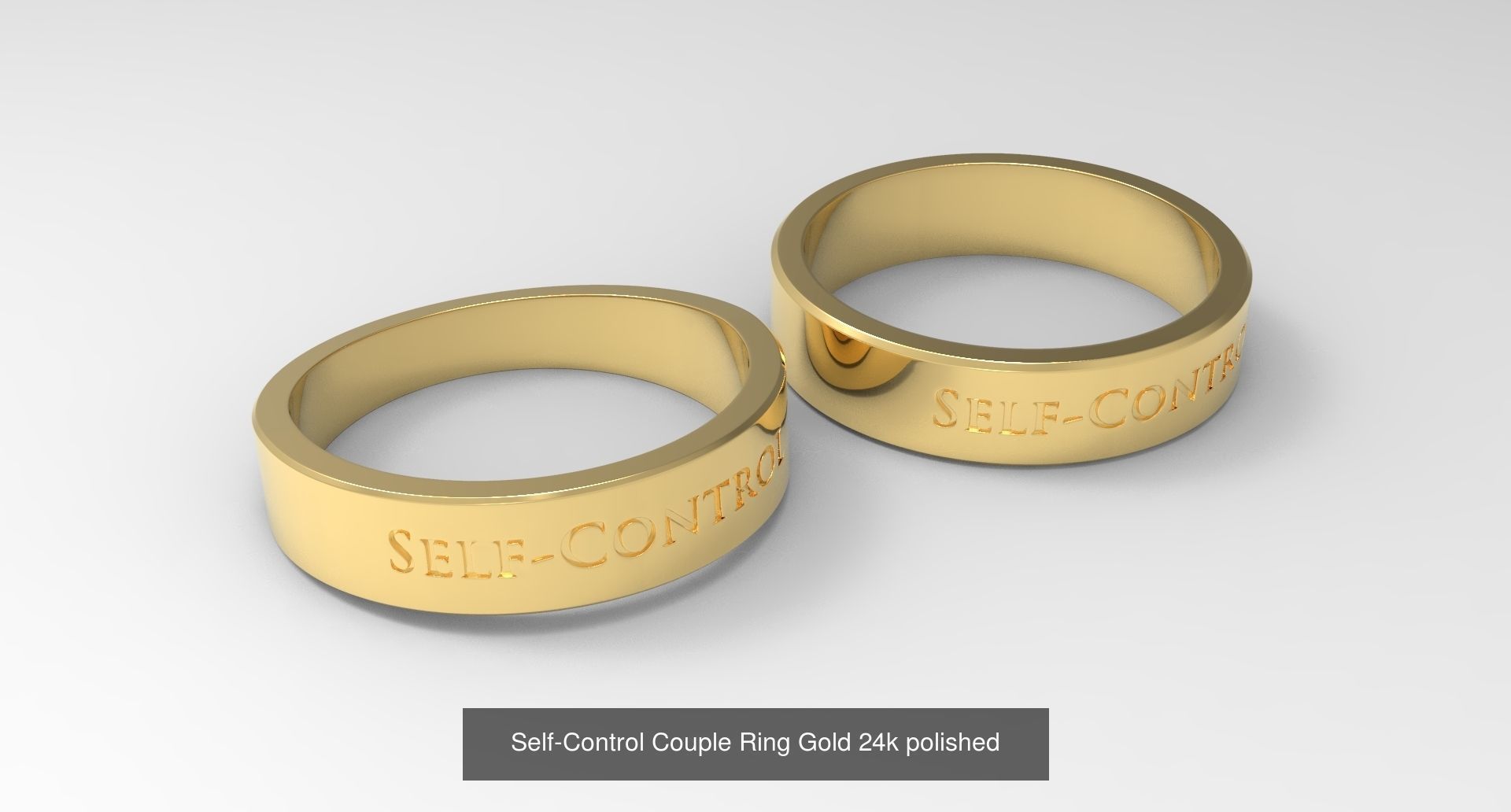 Couple Finger Rings with Fruit of Holy Spirit Gold 3D Model Collection_9