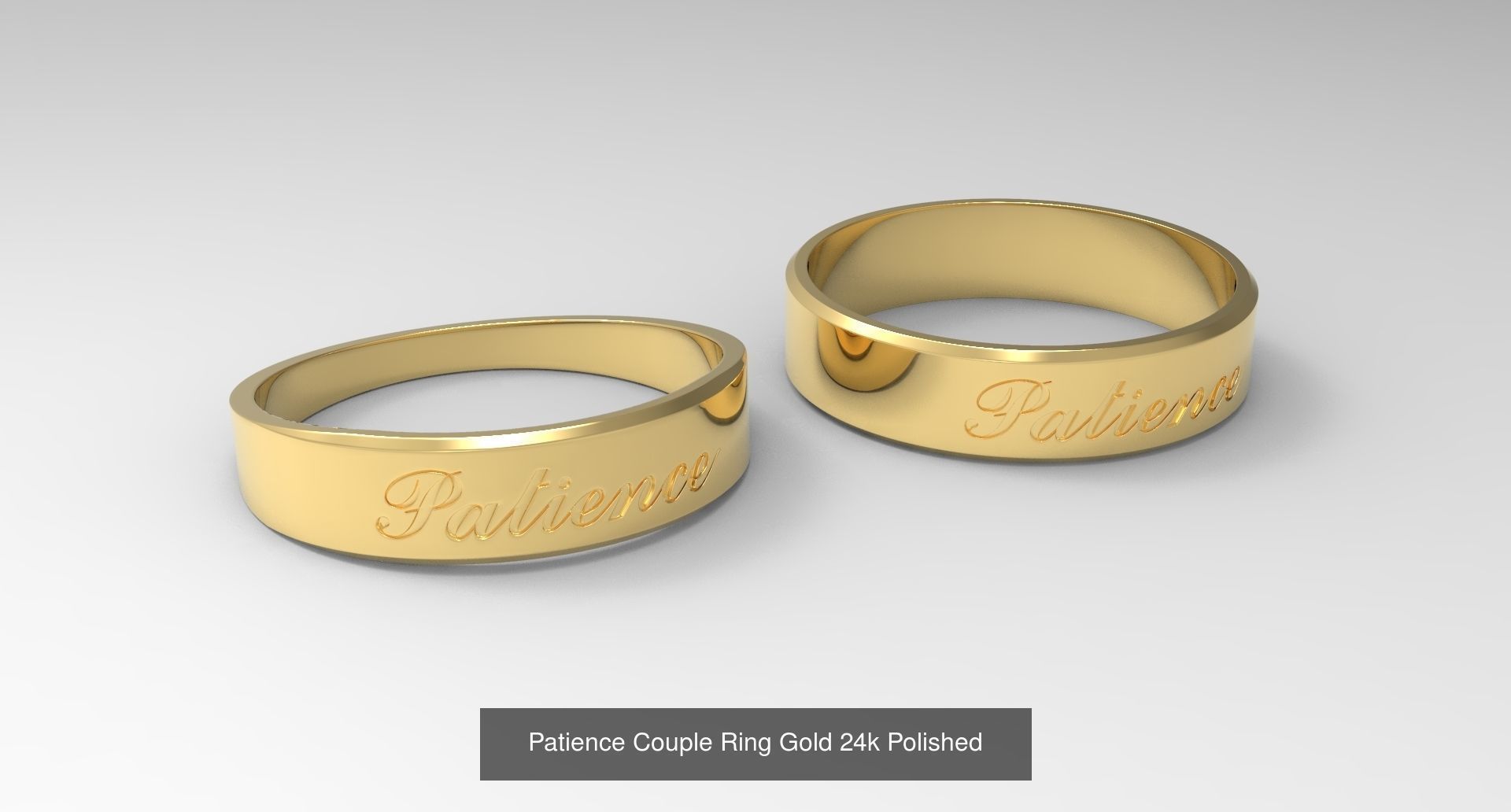 Couple Finger Rings with Fruit of Holy Spirit Gold 3D Model Collection_4