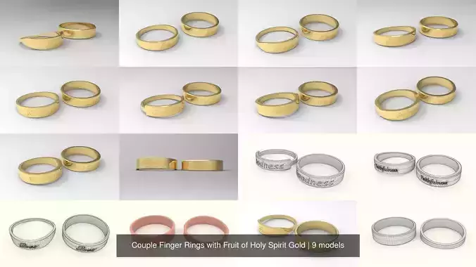 Couple Finger Rings with Fruit of Holy Spirit Gold