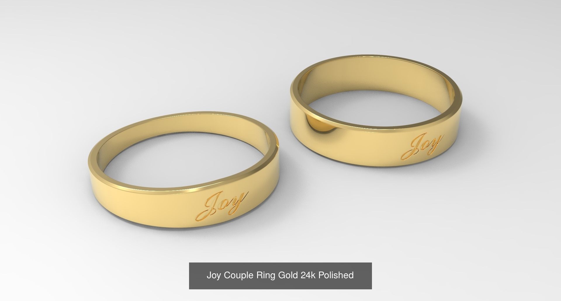Couple Finger Rings with Fruit of Holy Spirit Gold 3D Model Collection_2