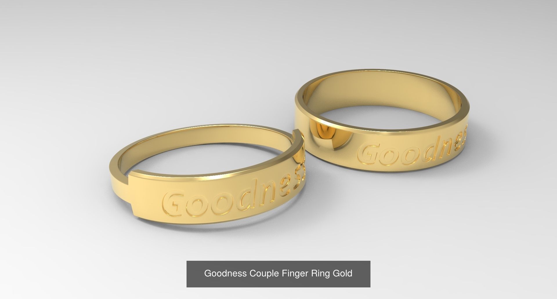 Couple Finger Rings with Fruit of Holy Spirit Gold 3D Model Collection_6