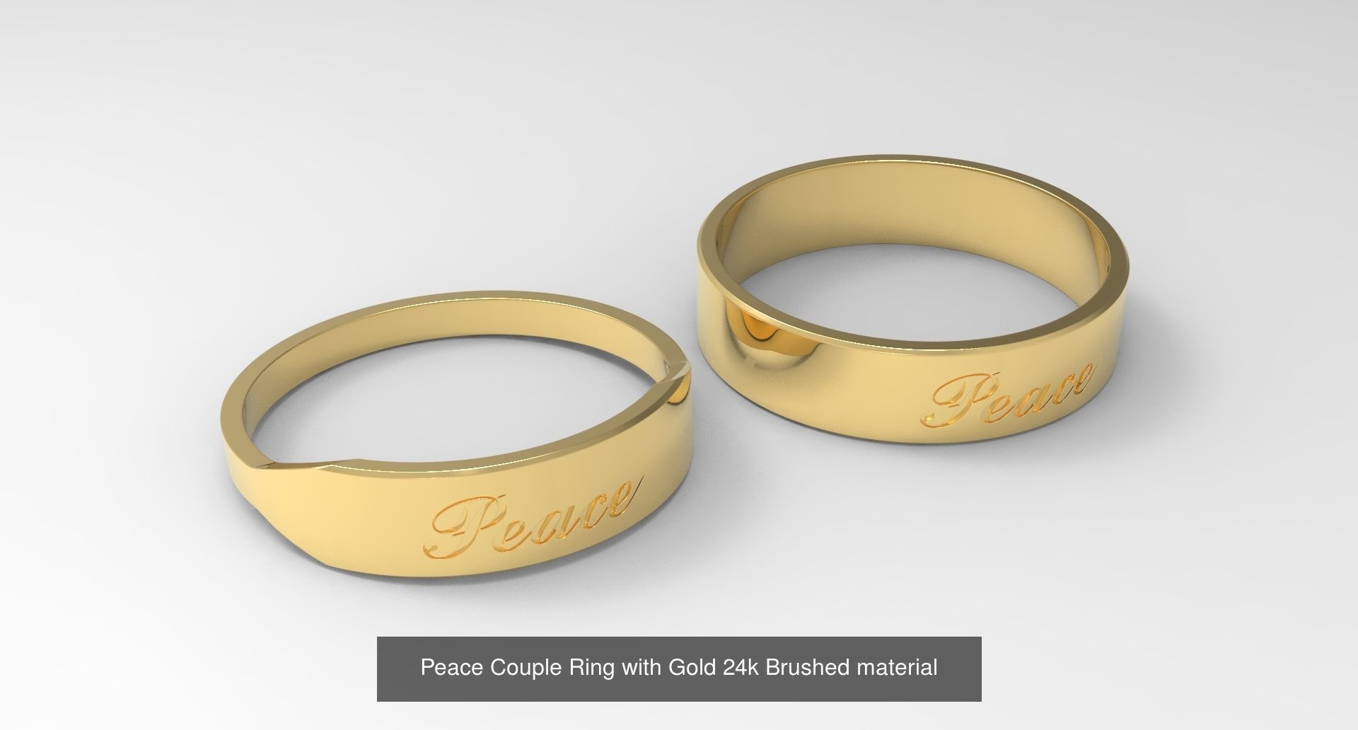 Couple Finger Rings with Fruit of Holy Spirit Gold 3D Model Collection_3
