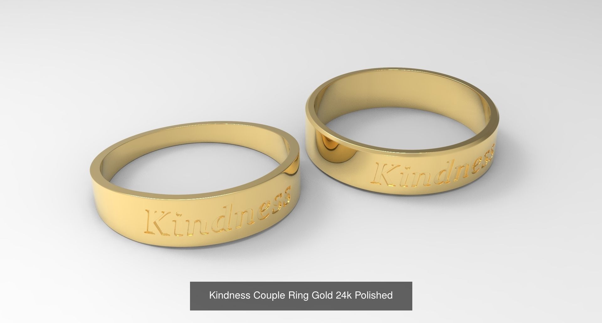 Couple Finger Rings with Fruit of Holy Spirit Gold 3D Model Collection_5