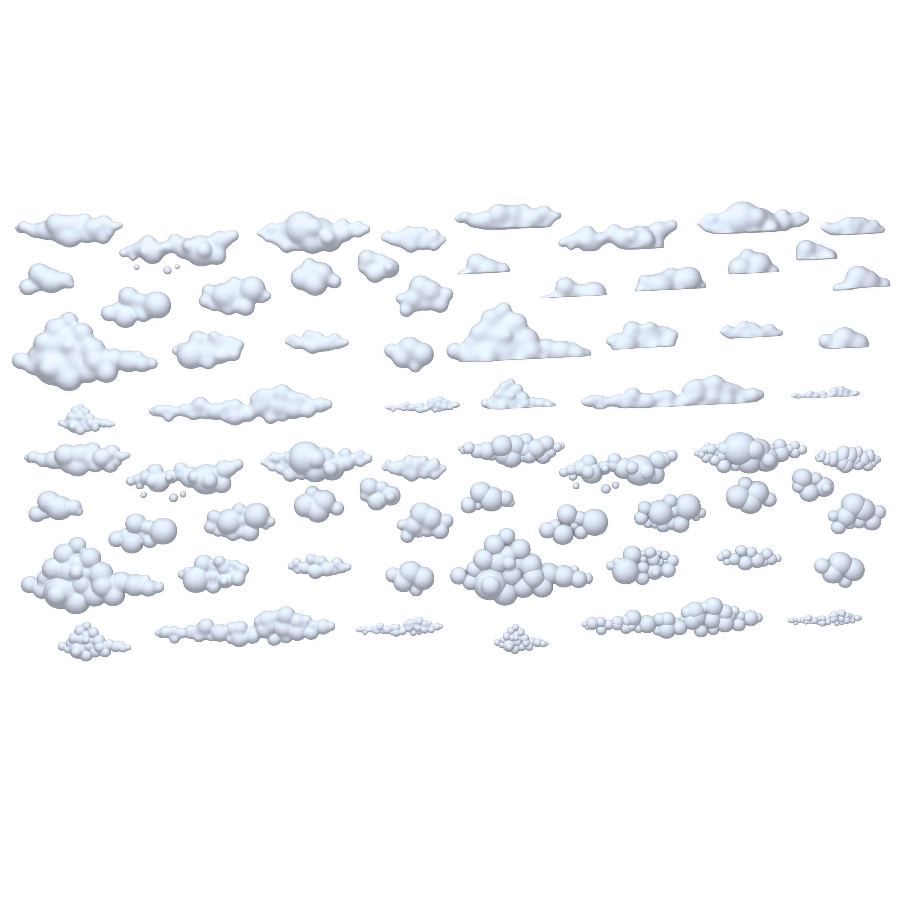 Clouds Cartoon 02 3D model_1
