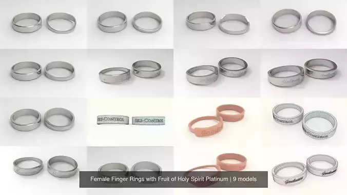 Female Finger Rings with Fruit of Holy Spirit Platinum