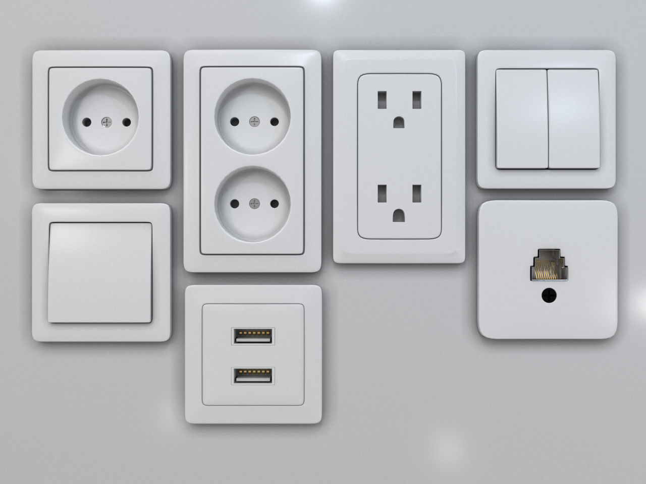 Switches and Sockets Set 3D model_6