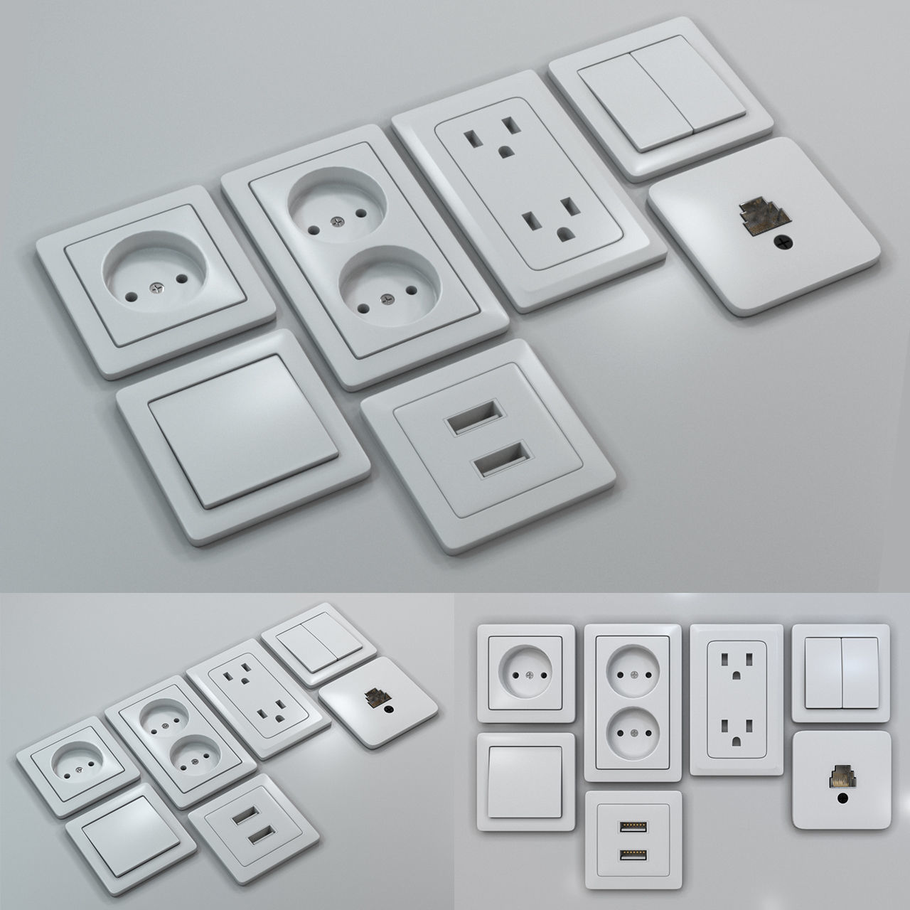 Switches and Sockets Set 3D model_2