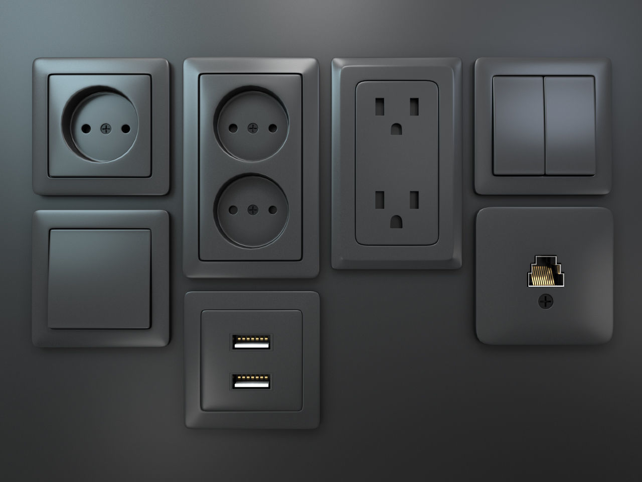Switches and Sockets Set 3D model_3