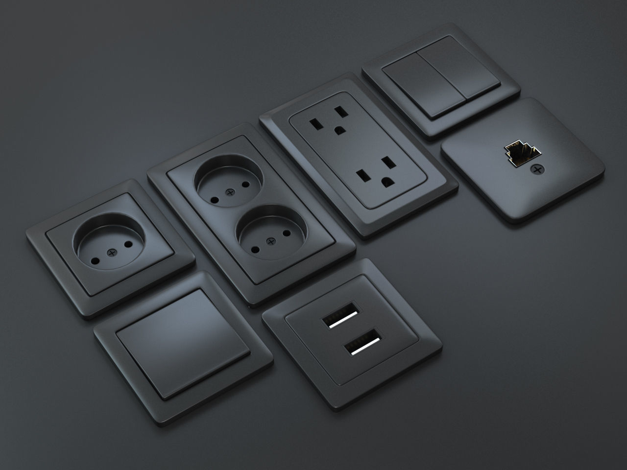 Switches and Sockets Set 3D model_4