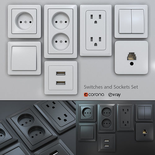 Switches and Sockets Set 3D model