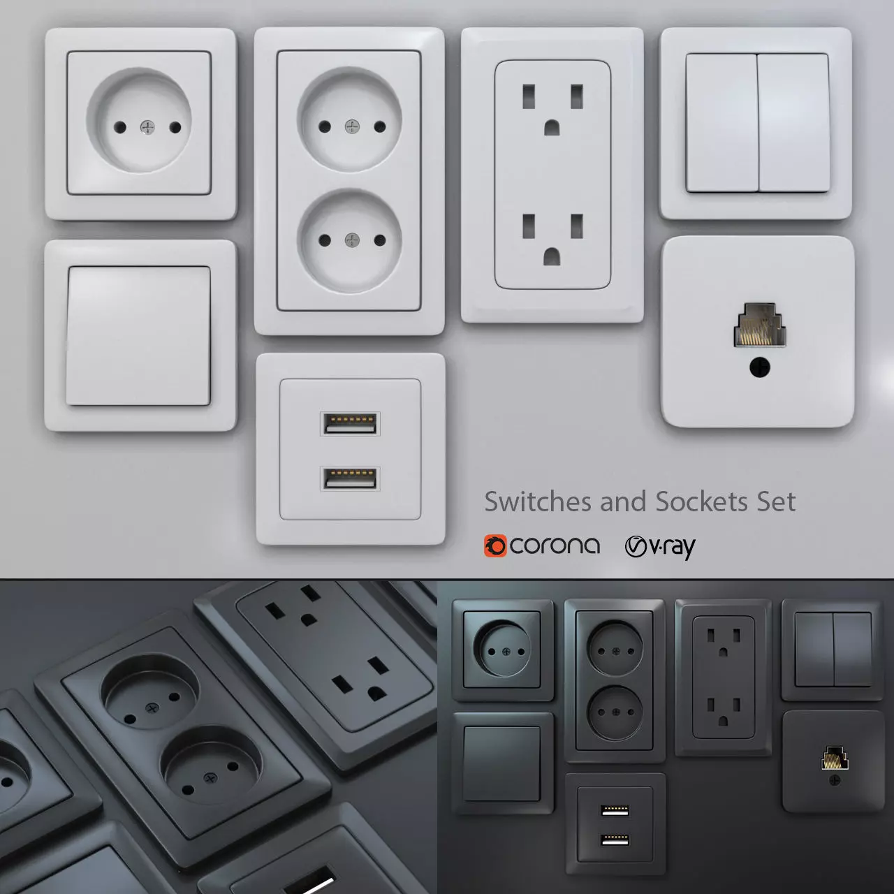 Switches and Sockets Set 3D model_0