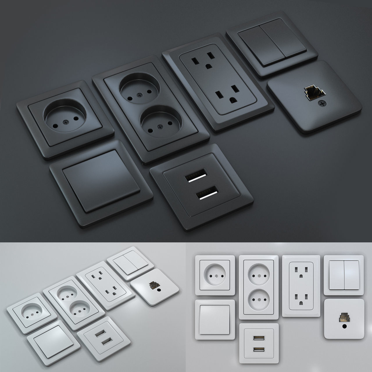 Switches and Sockets Set 3D model_1