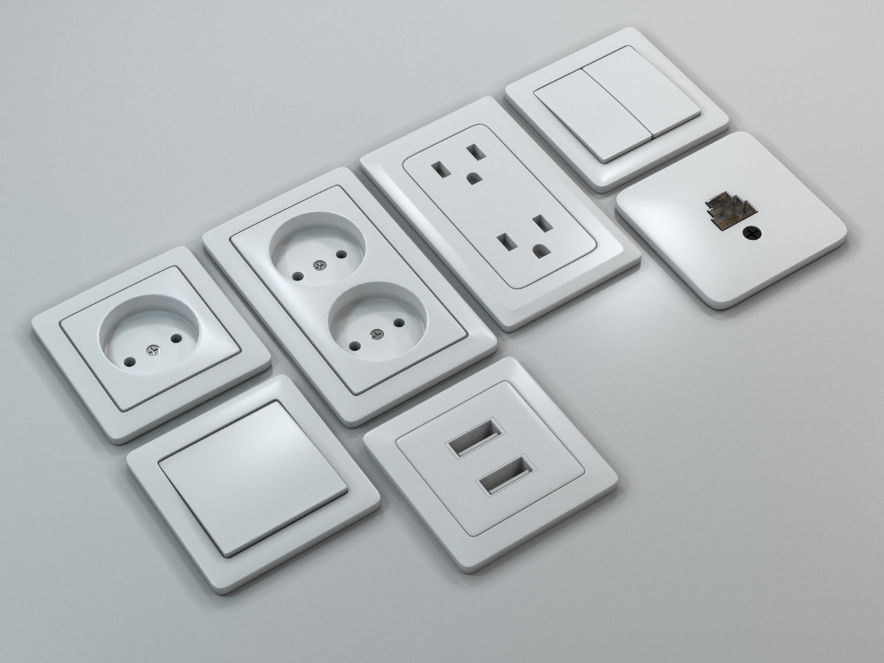 Switches and Sockets Set 3D model_5