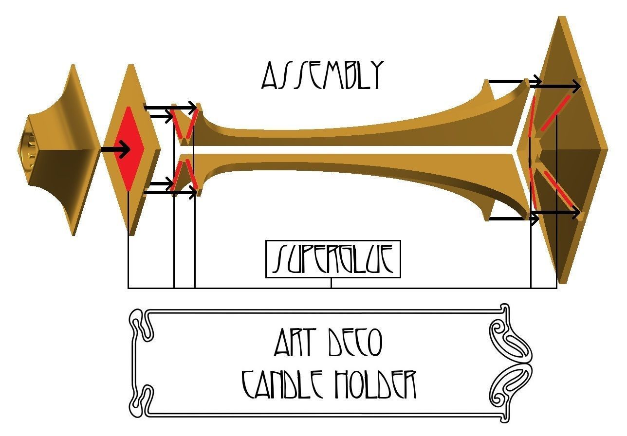 Art deco candle and tealight holder 3D print model_11