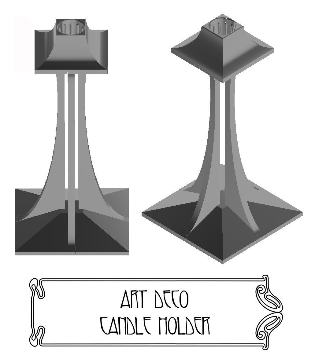 Art deco candle and tealight holder 3D print model_6