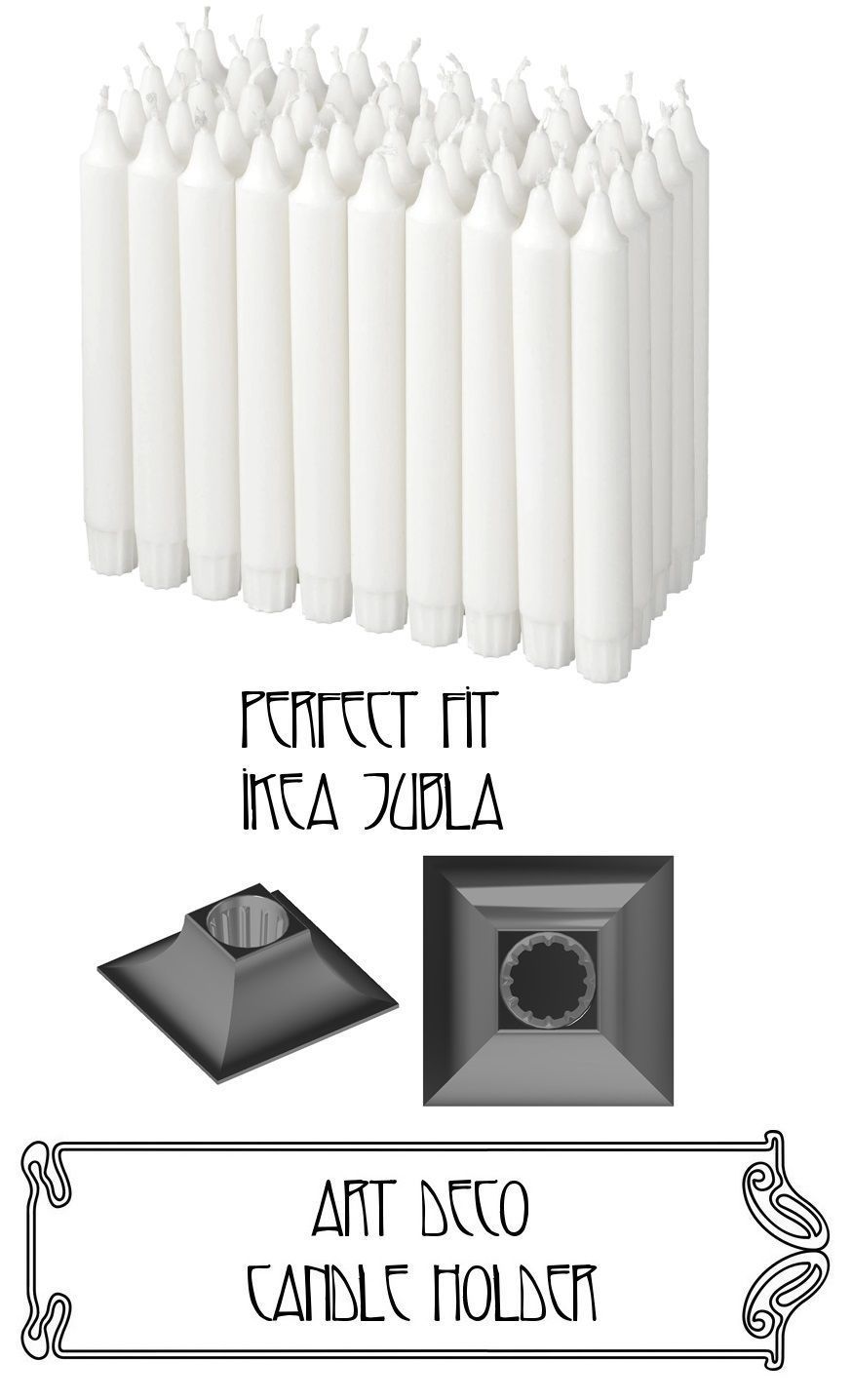 Art deco candle and tealight holder 3D print model_10