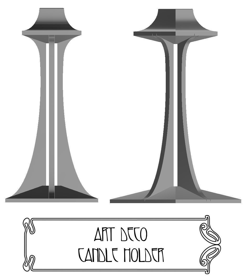 Art deco candle and tealight holder 3D print model_5