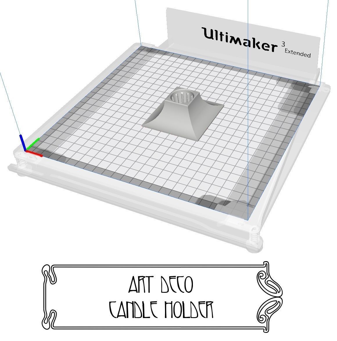 Art deco candle and tealight holder 3D print model_8