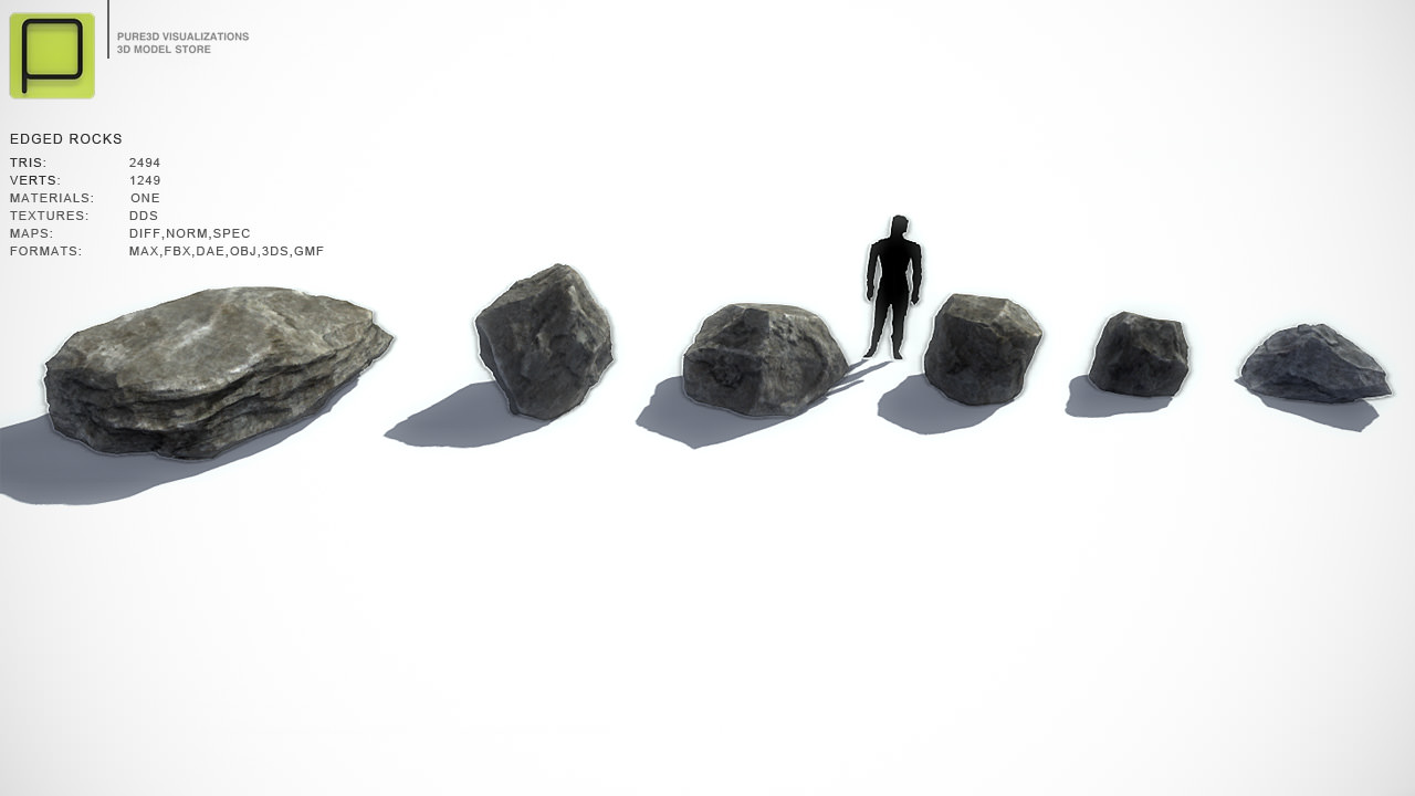 35 Rock Models for Games   Low-poly 3D model_6