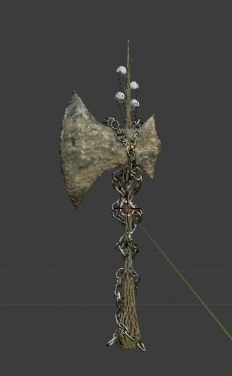 CREEPY AXE - HORROR WEAPON Low-poly 3D model_2