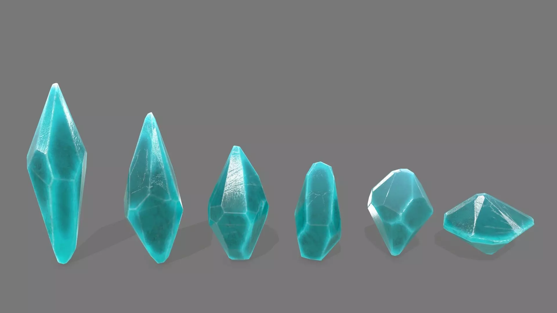 crystal set piece of turquoise stone Low-poly 3D model_0