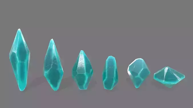 crystal set piece of turquoise stone Low-poly 3D model