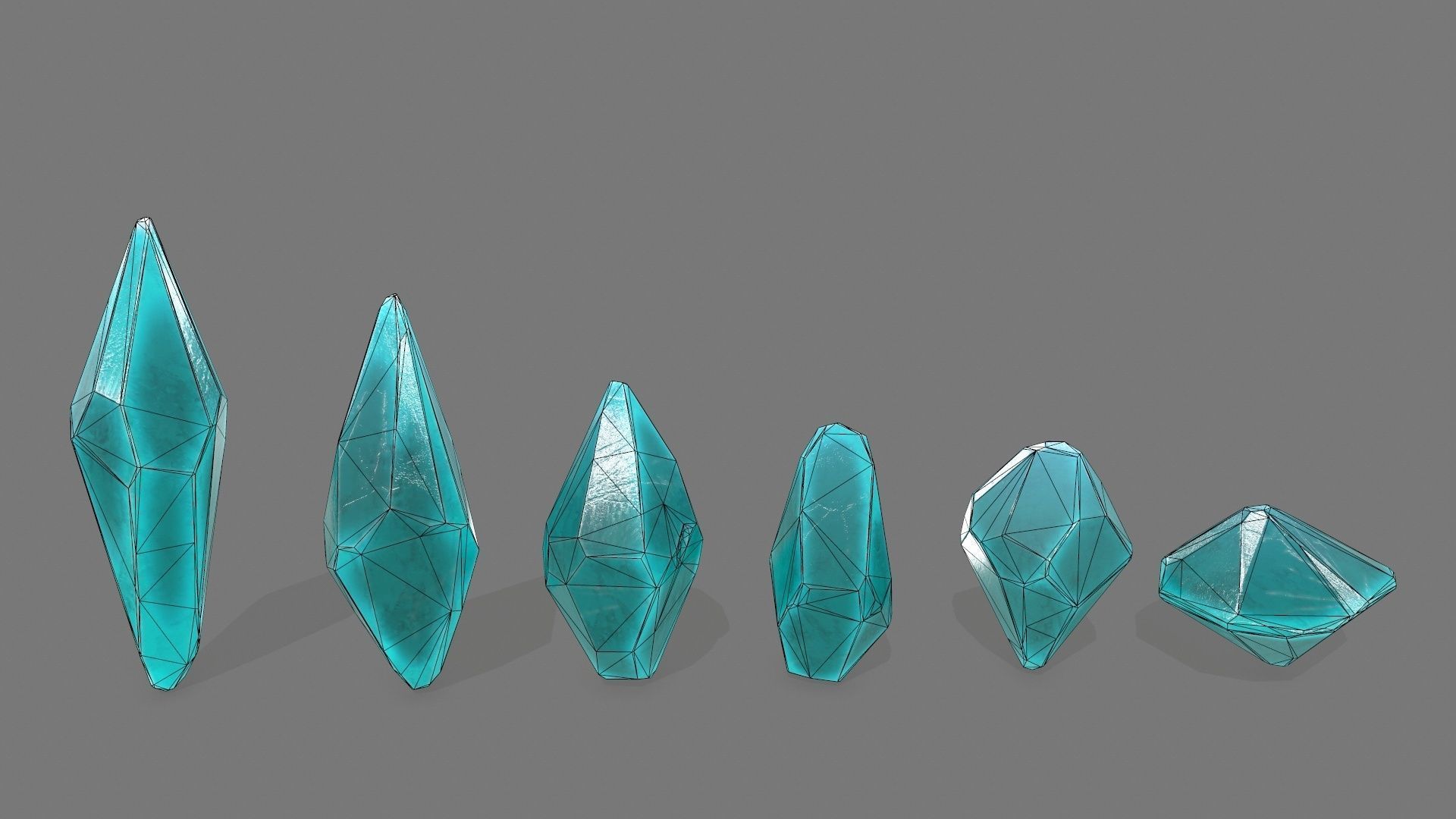 crystal set piece of turquoise stone Low-poly 3D model_15